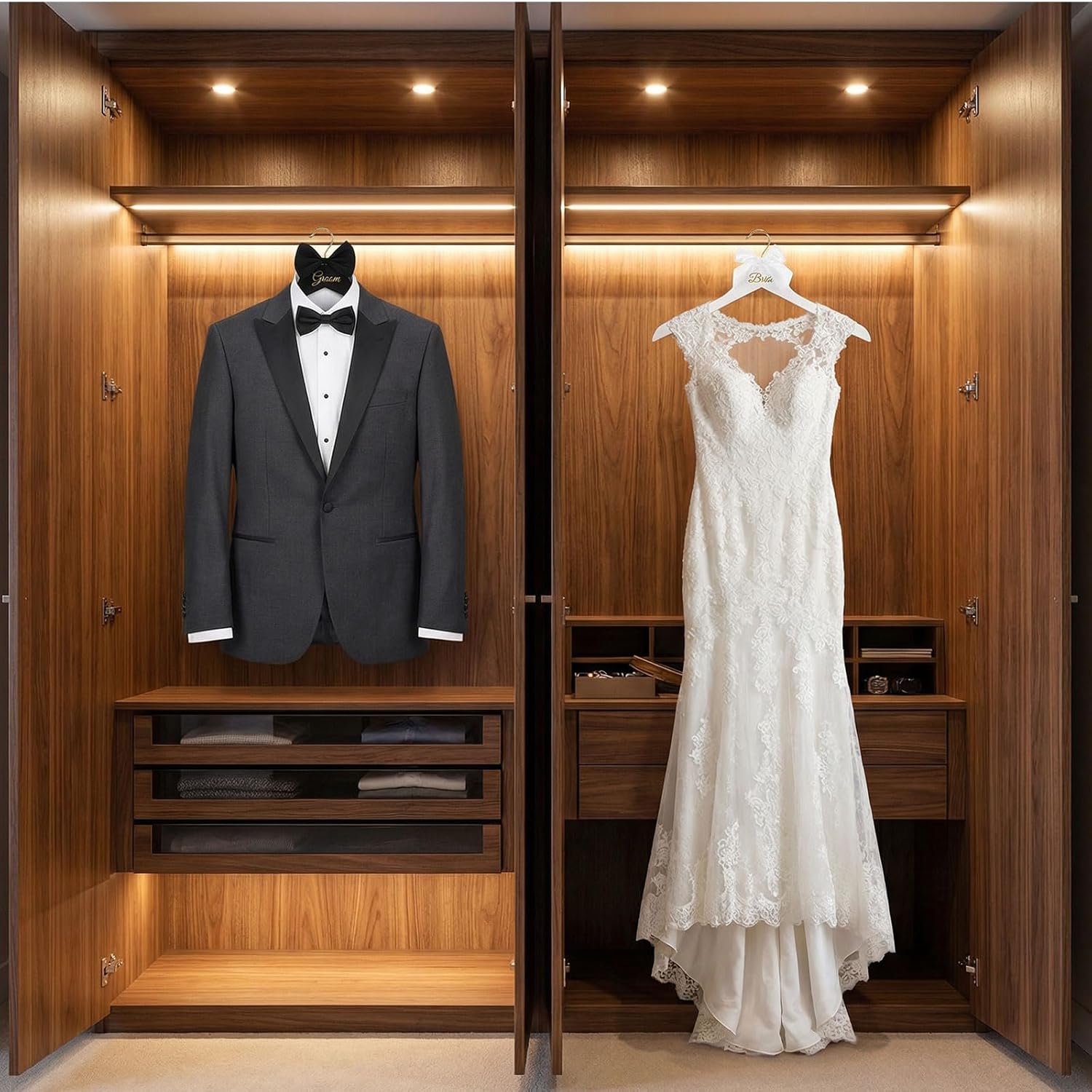 طقم علاقات ملابس خشبية للعروس  - مراجعة Suit Supply Wedding Party وسعره