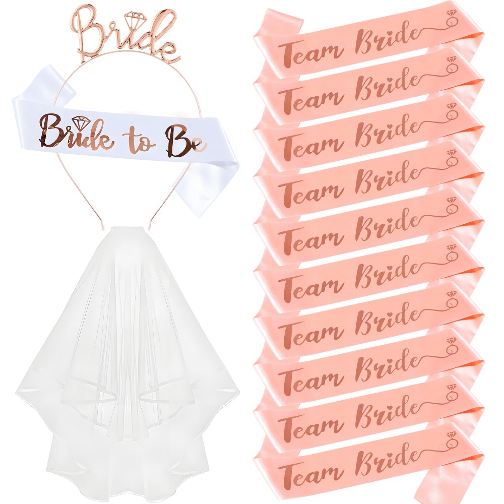 مجموعة من 13 قطعة لوازم حفلات  - مراجعة Bride Tribe Sash وسعره