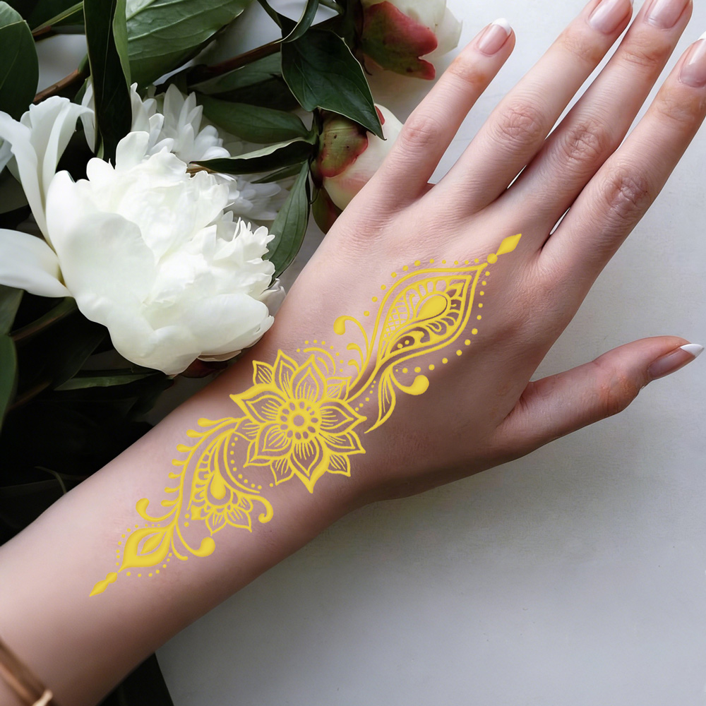 ملصق وشم مؤقت معدني على شكل زه - مراجعة Wedding Sutra وسعره